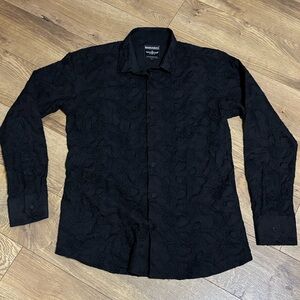 Barabas Men's floral Embroidered Long Sleeve Shirts size Medium